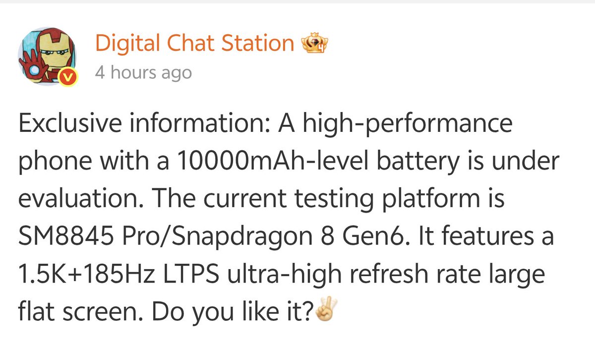ayansonunigam's tweet photo. OnePlus Ace 7 🚨

1.5K + 185Hz LTPS OLED Flat Screen
Snapdragon 8 Gen6 (8 Gen5 Pro)
10000mAh±🔋

#OnePlus #OnePlusAce7 https://t.co/SfWfpcUIfG
