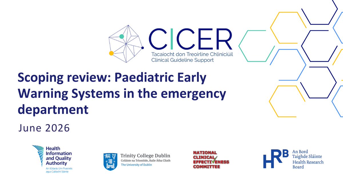 HIQA's tweet photo. Our Centre in Ireland for Clinical guideline support and Evidence Reviews (CICER) team has reviewed studies examining Paediatric Early Warning Systems (PEWS) in the emergency department. 

You can read the scoping review here: https://t.co/44fI5T6nT4 https://t.co/Q1sdXkLCdP