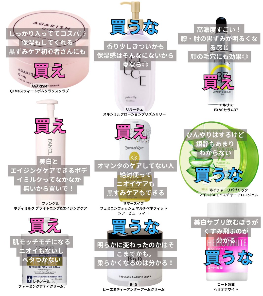 hanna234_hanna's tweet photo. 夏までに全身美白が手に入る神アイテム！ メガ割りではこの辺をお得にゲットして✨️独断と偏見の正直レビュー 顔←　　　　　→身体 https://t.co/y11212F4Fv