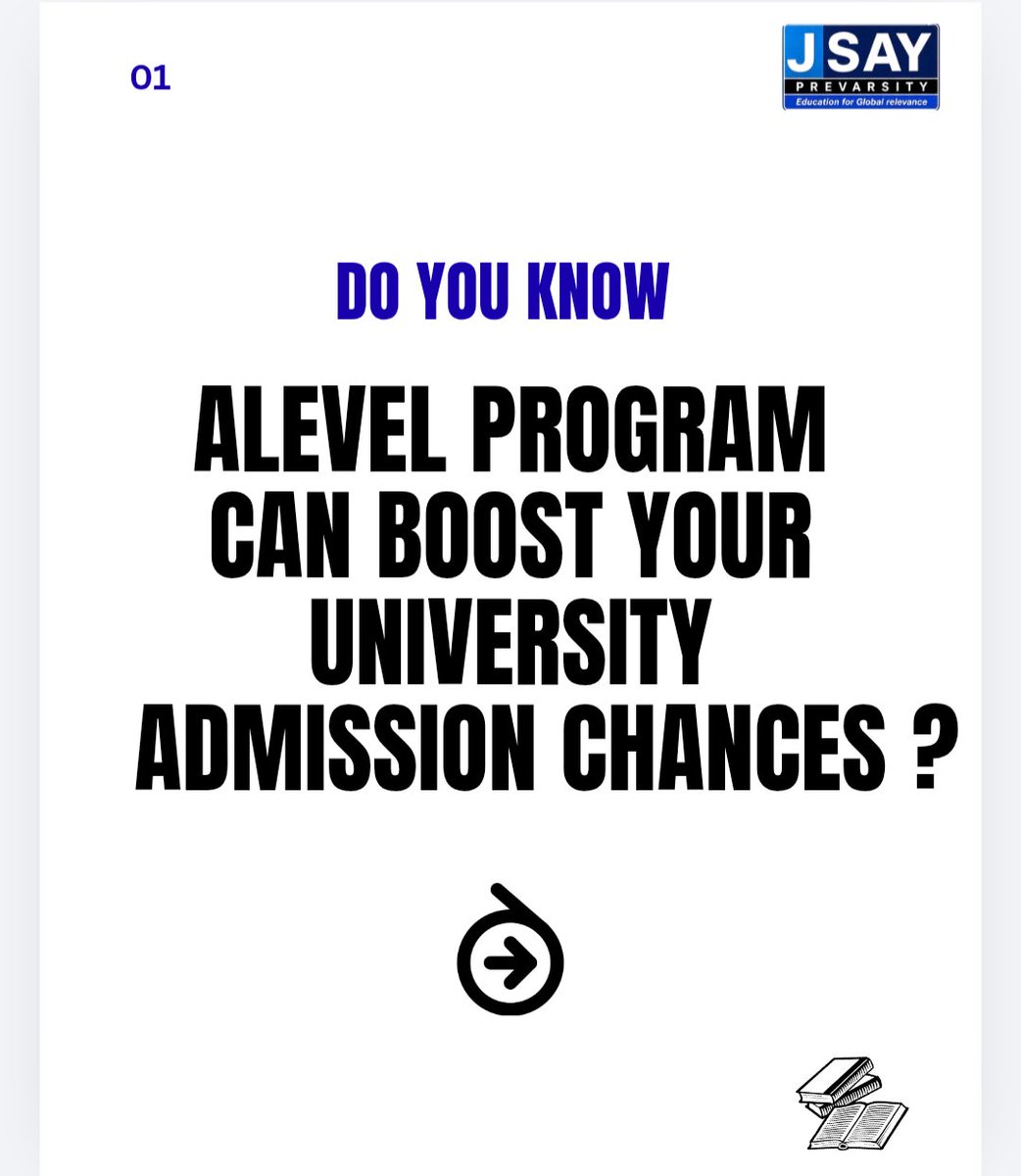 jsayprevarsity1's tweet photo. Did you know an A-Level qualification can significantly boost your university admission chances?

Here are a few reasons why students who take A-Level often have an advantage in the admission process.

#ALevel #UniversityAdmission #Education https://t.co/Wh1bRVtADA