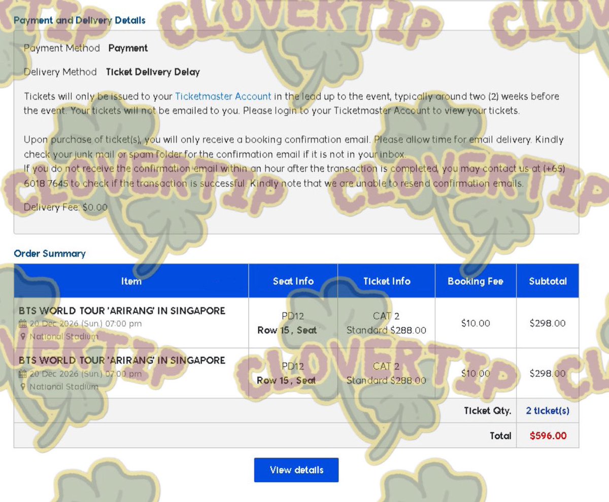 clover_tip's tweet photo. ticket proof secure BTS WORLD TOUR ARIRANG in SINGAPORE GENERAL SALE 💜 #clovertip_proofs

more on gdrive 🤍 https://t.co/oEf984HYSz https://t.co/4fto86sV5h