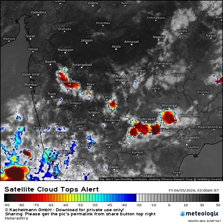 satarkindia's tweet photo. #SatarkAlert #Thunderstorm
५ जून २६ ; १५:२० (४ तास) Update 1
काही ठिकाणी विजा, वादळी वाऱ्यांसह पाऊस. जिल्हे: नाशिक, अहिल्यानगर, पुणे, सोलापूर | बीड, छ. संभाजीनगर, धाराशिव, लातूर, नांदेड | हलका ते मध्यम पाऊस: गोवा, सिंधुदुर्ग, रत्नागिरी, रायगड | कोल्हापूर, सातारा. https://t.co/ultcG58Fgj