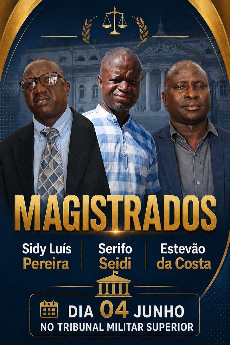 Hypercutt's tweet photo. Importa recordar que os 3 magistrados que interrogaram Domingos S.Pereira a 4 de junho  Sidy Luís Pereira,Serifo Seidi e Estevão da Costa são apontados como magistrados do Ministério Público. Críticos do processo questionam a sua atuação sob a designação de promotores militar. https://t.co/FRpWpNEFQN