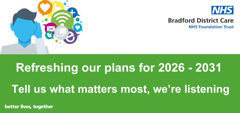 BDCFT's tweet photo. If you or someone you care for have used our Trust services, you're now invited to help shape our Trust strategy for the next five years. 

With a focus on our values, proposed purpose and vision and how this affects the people who access our services, we want to hear your views. https://t.co/eOsRG6IYxf