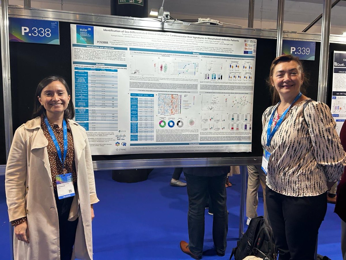 ReumaHURS's tweet photo. Día de pósters para el grupo GC-05 en #EULAR2026, compartiendo investigación y avances en enfermedades reumáticas 🦴🔬
#Rheumatology #EULAR https://t.co/n4HPGuCigs