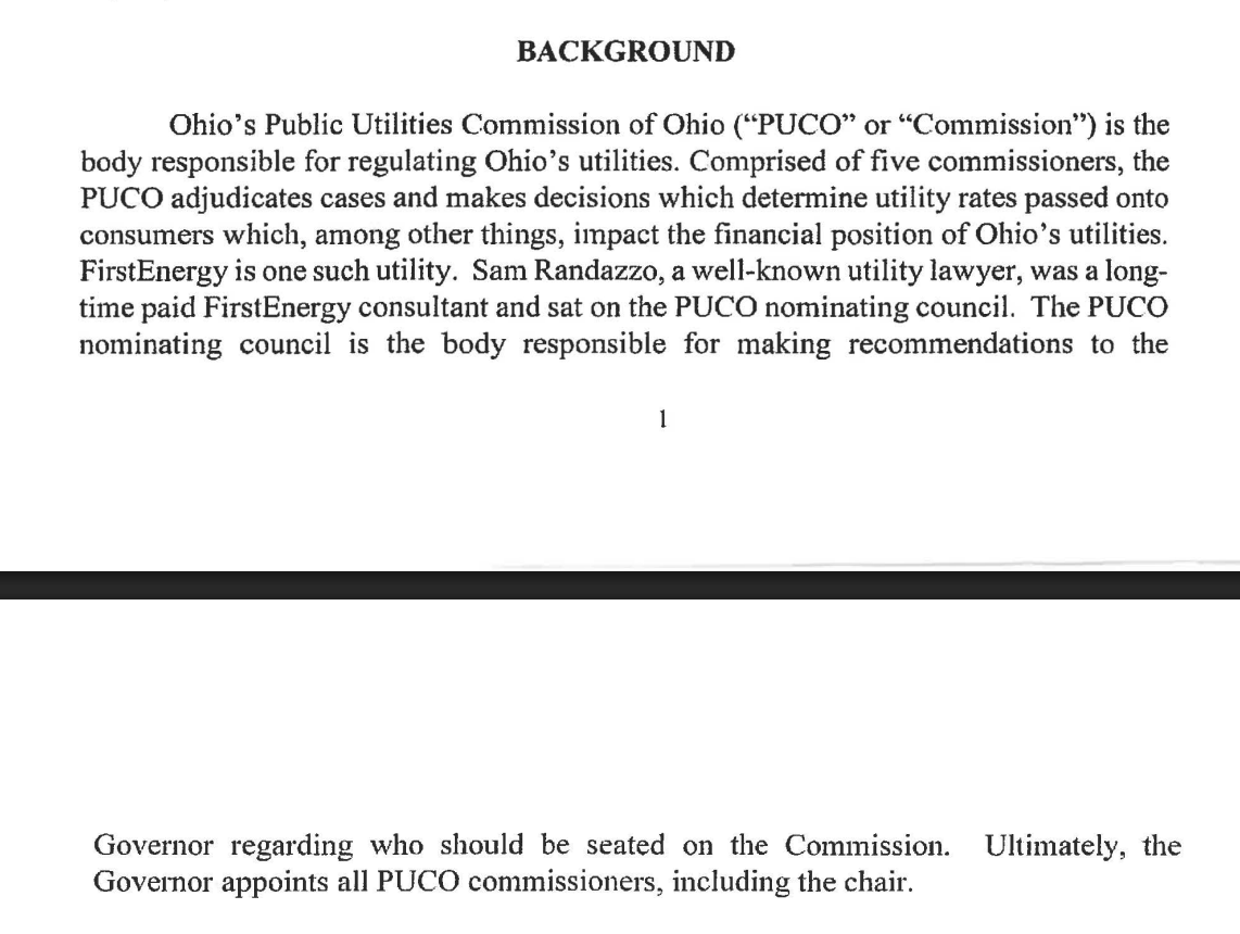 cleantechfacts's tweet photo. Ohio Attorney General's reindictment of former FirstEnergy CEO Charles Jones and lobbyist Michael Dowling opens with a page 2 discussion of Jones and Dowling's December 2018 dinner with Governor-elect  Mike DeWine and Lt. Governor-elect Jon Husted https://t.co/spxsipUX9U https://t.co/u2j87LU8HC