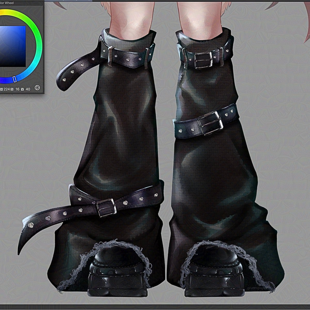 vampupper's tweet photo. "VTuber models are so expensive"

I'm gonna interlock toes with you when i tell you this, I spent the ENTIRE DAY rendering these shoes 😭 https://t.co/uyRWBDYVMh