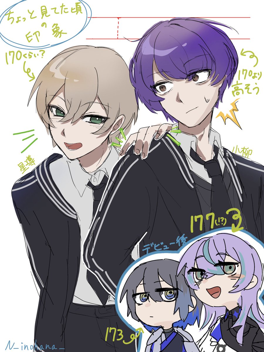 N_inohana_'s tweet photo. ⚠︎︎ｖｔａ⚠︎︎

今更ながら、思ったよりﾎｼﾙﾍﾞの身長が高かった っていう落書き https://t.co/ZbtMpHRsZ9