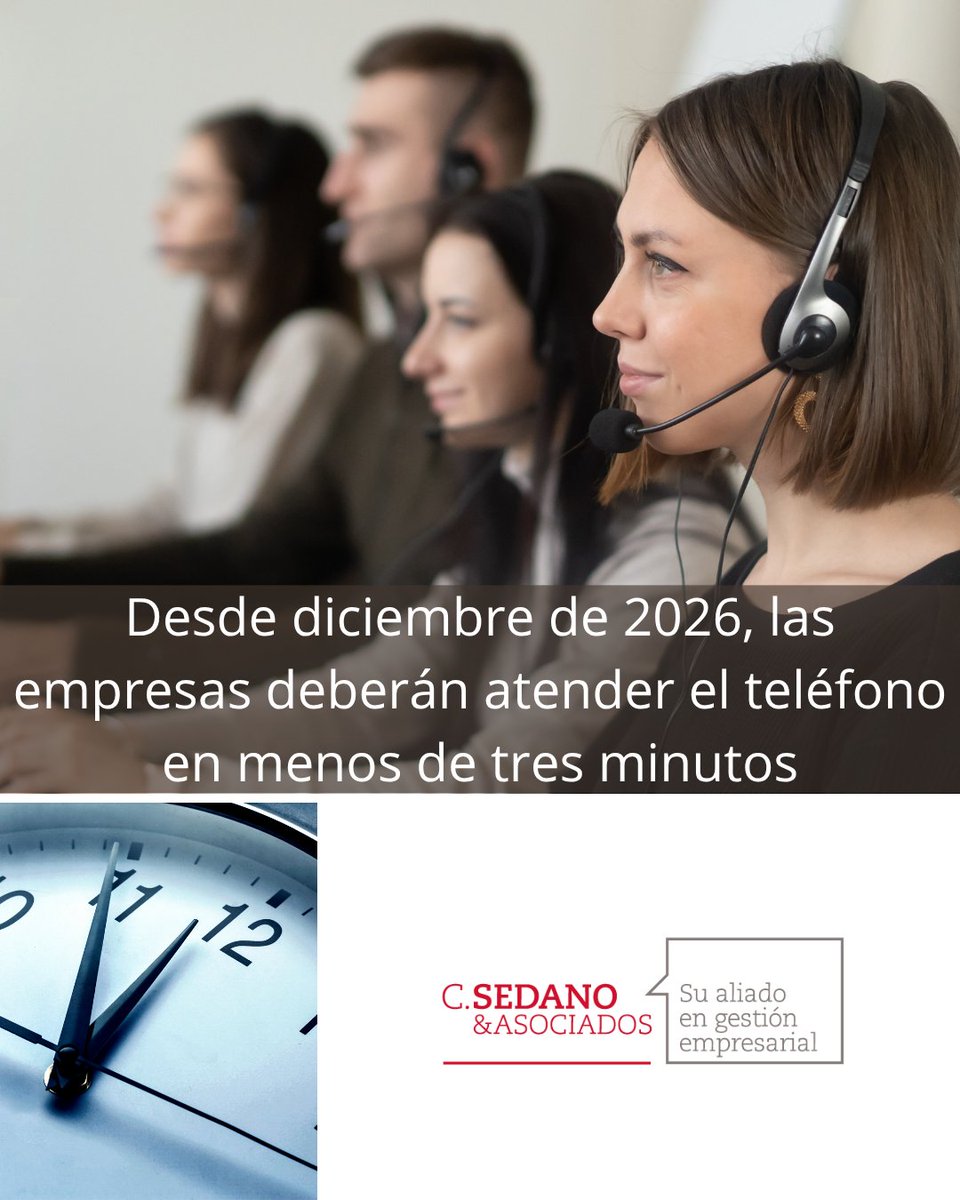 CSedanoAsoc's tweet photo. La nueva norma quiere que las empresas atiendan como mínimo el 95% de las llamadas que reciben, de media, y esto en un tiempo menor de tres minutos.🧐📞👉🏻 https://t.co/PxpqYg0cOw https://t.co/aGt8dTnK01