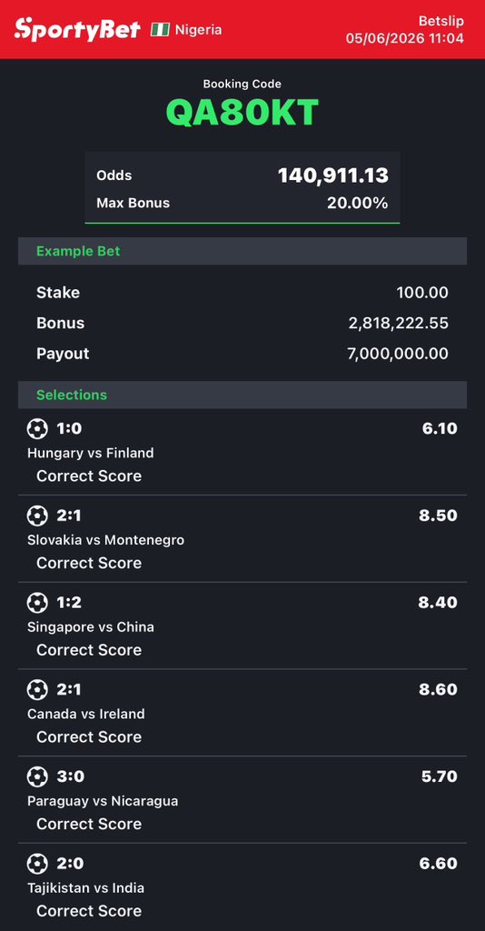 Oluwaphemmy30's tweet photo. Correct score spreadsheet from @Boomluck1zz 

QA80KT https://t.co/PvooAzH5OV
