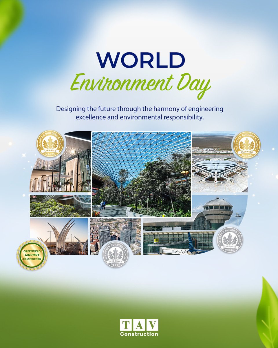 ConstructionTAV's tweet photo. Mühendisliğin gücüyle doğanın dengesini buluşturuyor, geleceği yeşille tasarlıyoruz. 🌱
Dünya Çevre Günü kutlu olsun! 🌎

Designing the future through the harmony of engineering excellence and environmental responsibility. 🌱
Happy World Environment Day 🌎 https://t.co/nDp6FPfBqd
