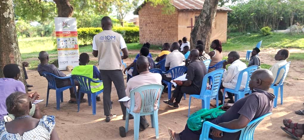IOM_Uganda's tweet photo. Alongside these efforts, community engagement also remains a key tool, raising awareness on Ebola symptoms, transmission, and prevention to empower people to take action and stay protected. https://t.co/SbbfsGUxOH