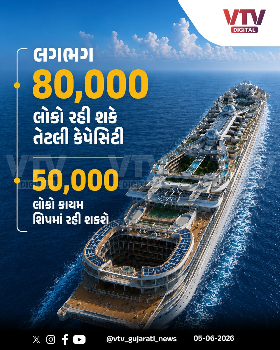 VtvGujarati's tweet photo. સમુદ્રમાં તરતું શહેર એટલે ''ફ્રીડમ શિપ''
#FreedomShip #FloatingCity #SeaCity #FutureCity #OceanLiving #MegaProject #Innovation #EngineeringMarvel #SustainableLiving #WorldNews #VTVDigital https://t.co/ohAFr1GjX9