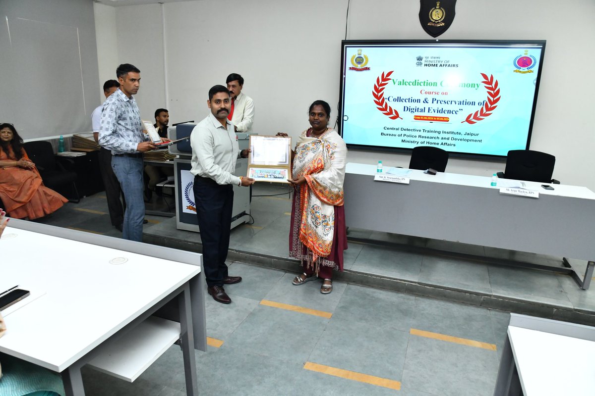 CDTIJaipurRj's tweet photo. A 5-day course on "Collection and Preservation of Digital evidence" was organized for 47 police officers from various States at CDTI, Jaipur from June 01-05, 2026. The Chief Guest Ms K Swarnambika, IPS, Director, CDTI, Jaipur graced the veledictory Ceremony. https://t.co/plszUmPM1K