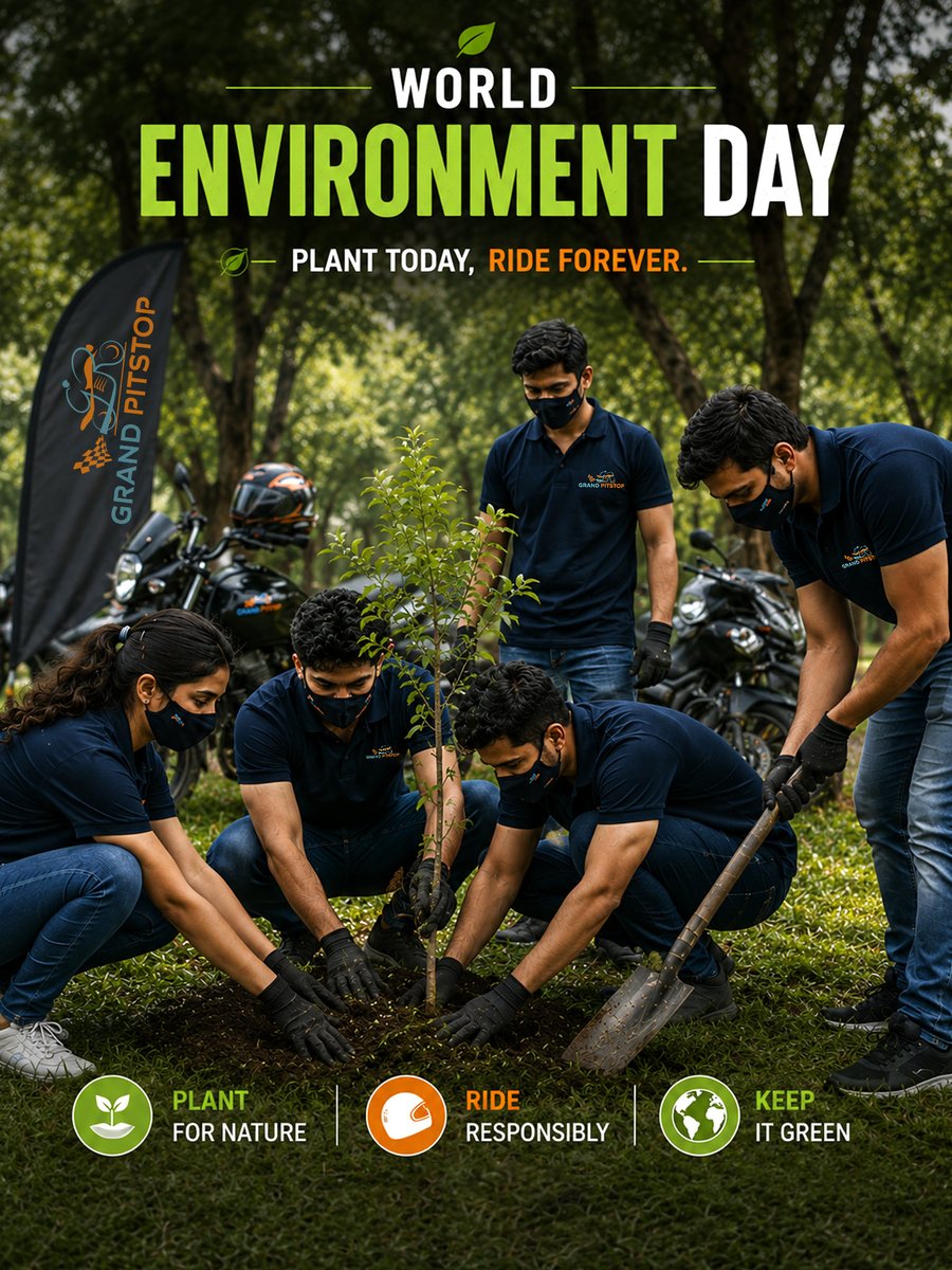 grandpitstop's tweet photo. This World Environment Day, let's make choices that protect the journeys of tomorrow. Ride responsibly.
Respect nature.Leave tracks worth following.Because the future of every ride depends on what we do today.
#WorldEnvironmentDay #RideForTomorrow #GrandPitstop #RideResponsibly https://t.co/zfkokiTCBy