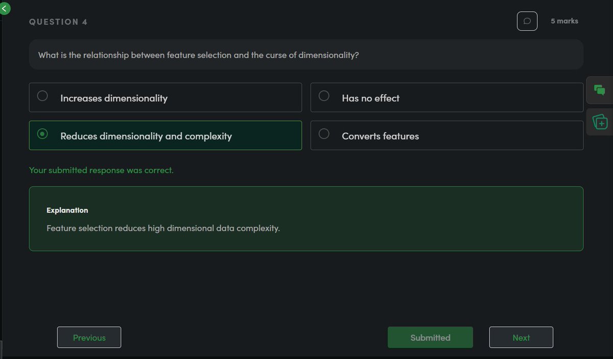 a_random_pal's tweet photo. Day 12 of #skillup by
@geeksforgeeks
Today's quiz taught:

• Filter methods use tests like Chi-Square
• Wrapper methods use Forward and Backward Selection
• Feature Selection reduces dimensionality
#skillupwithgfg #summerskillup #summerskillup2026 https://t.co/ga0OGhHkmp