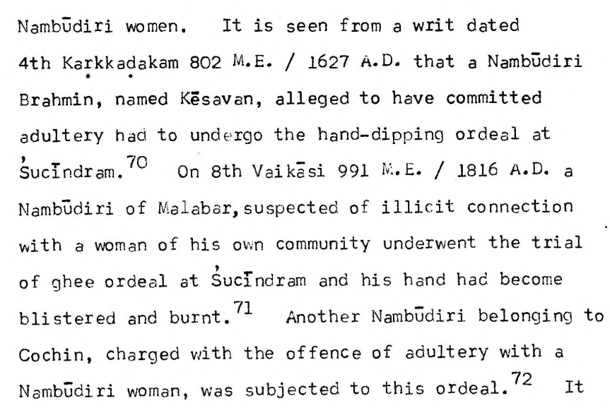 Asiprastha's tweet photo. The widespread misinformation that Namboodiris were never punished for crimes is yet another historical myth. The Kaimukku (ordeal by boiling ghee) episodes associated with Suchindram tell a different story. #Suchindram #travancore #kaimukku https://t.co/8rQMzlIJPo