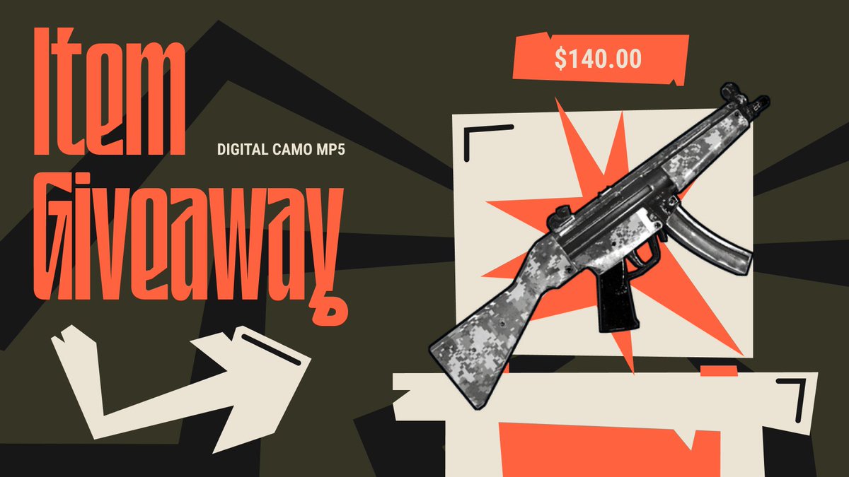 bandit's tweet photo. [$150.00] Digital Camo MP5 — Rust Skin Giveaway

🔸 Like &amp; Repost
🔸 Follow us @bandit
🔸 Reply with your Steam 64ID

The winner will be picked on Monday! 🫳 https://t.co/rnWxc36rae