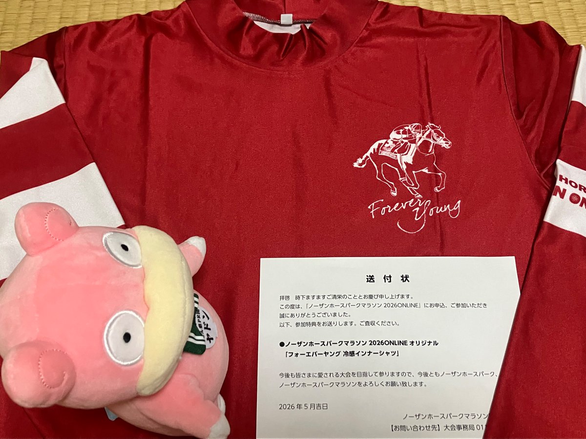 Relime's tweet photo. 「ノーザンホースパークマラソン2026 ONLINE」から参加賞のフォーエバーヤングの冷感インナーシャツが到着。
これから暑くなるので実用的で良い🐴

#オンラインマラソン https://t.co/NbVo8nrdmR