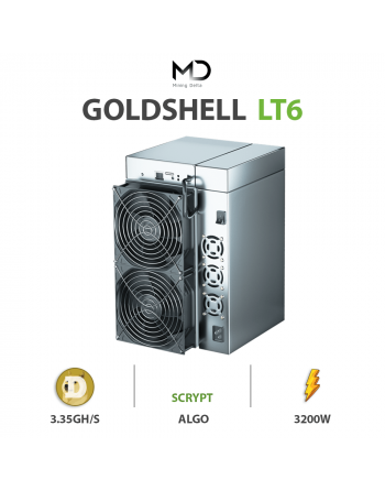 theminingdelta's tweet photo. Goldshell LT6 3.35GH/s 
Cette asic, miner Goldshell LT6 avec le hashrate de 3.35GH/s est conçu pour algorithme Scrypt pour le minage de blockchain crypto monnaie dogecoin, Litecoin, avec une consommation d'énergie de seulement 3200W.
  DOGECOIN:   3,35GH/s https://t.co/ES7H1BmhKx https://t.co/cSt2bdY73K