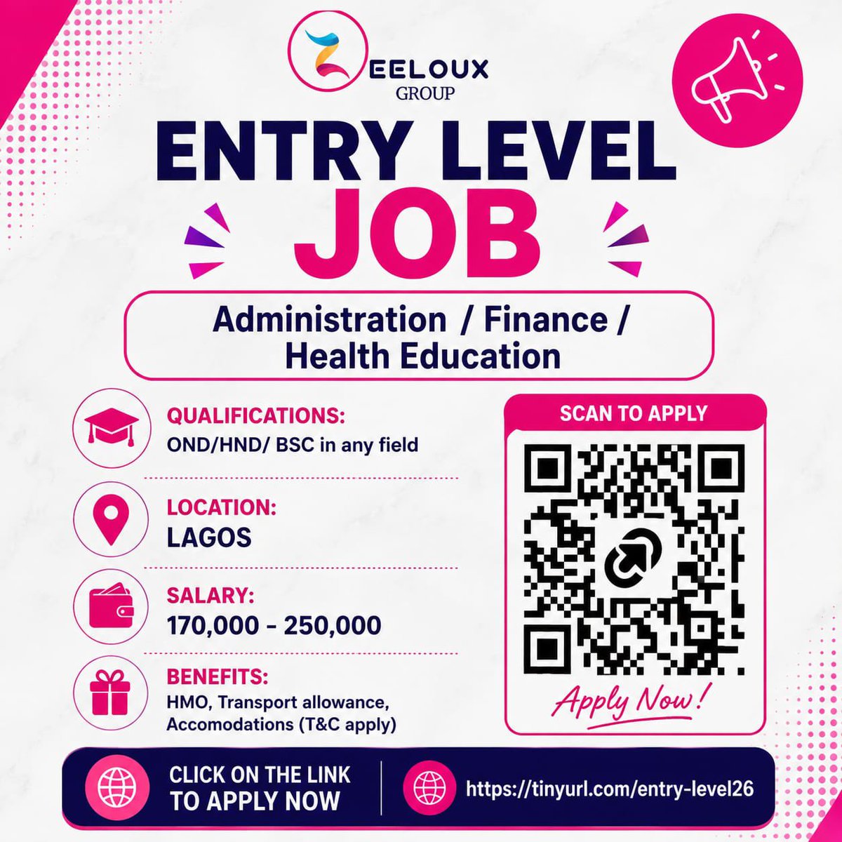 hannytalker's tweet photo. Someone in your network is looking for this job.

Entry-Level Recruitment

Administration | Finance | Health Education

Lagos-based.
OND, HND, and https://t.co/BefkqqZPa5 holders can apply.

Salary range: ₦170,000 – ₦250,000

Share with someone who needs it.

https://t.co/G1xGSg9IMg

#Hiring #LagosJobs #GraduateJobs #NigeriaJobs #CareerOpportunity
