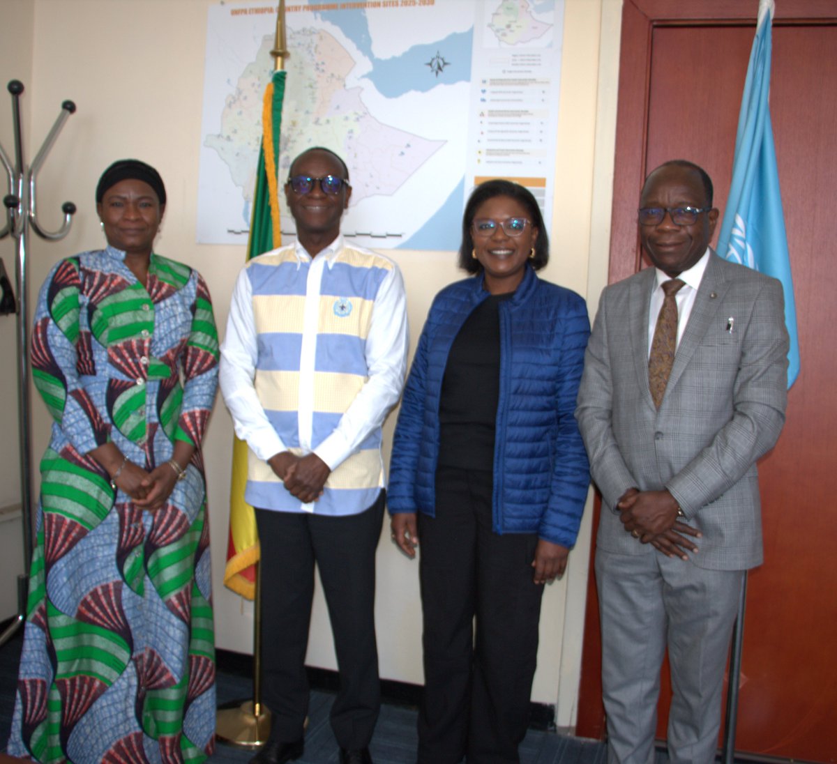 UNFPAEthiopia's tweet photo. Today, @UNFPAEthiopia Rep., Koffi Kouame welcomed Ms. Ndeye Rose Sarr, newly appointed Chief of UNFPA Representation Office to AU &amp; UNECA. The discussions focused on strengthening 🤝 &amp; strategic partnerships to accelerate delivery of UNFPA’s mandate in Africa.
#TheMarchContinues https://t.co/hveWYRljDf
