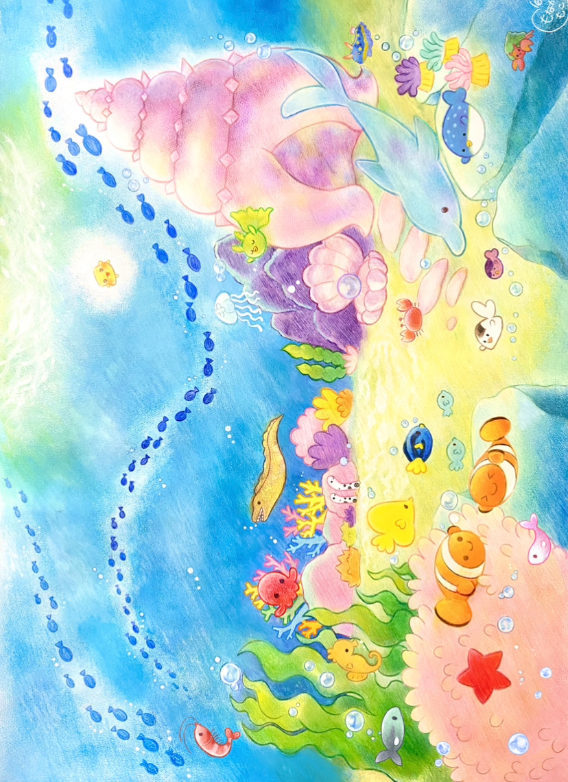 pom_cham22's tweet photo. 海の中をお散歩🫧🐠

#イラスト　#創作　#絵本 https://t.co/EV206syhXB