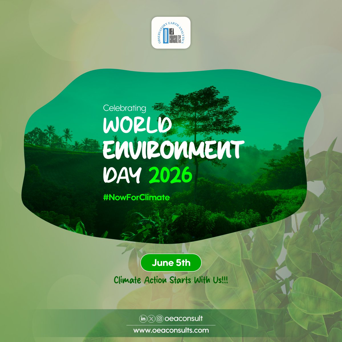 ConsultsOea's tweet photo. Every small action counts. 🌍💚

As we celebrate World Environment Day 2026, we are reminded that creating a healthier and more sustainable future starts with the everyday choices we make.

At OEA Consults, we remain committed to promoting climate awareness, sustainability, and collective action because climate action starts with us.

#WorldEnvironmentDay2026 #NowForClimate #Sustainability #ClimateAction #OEAConsults