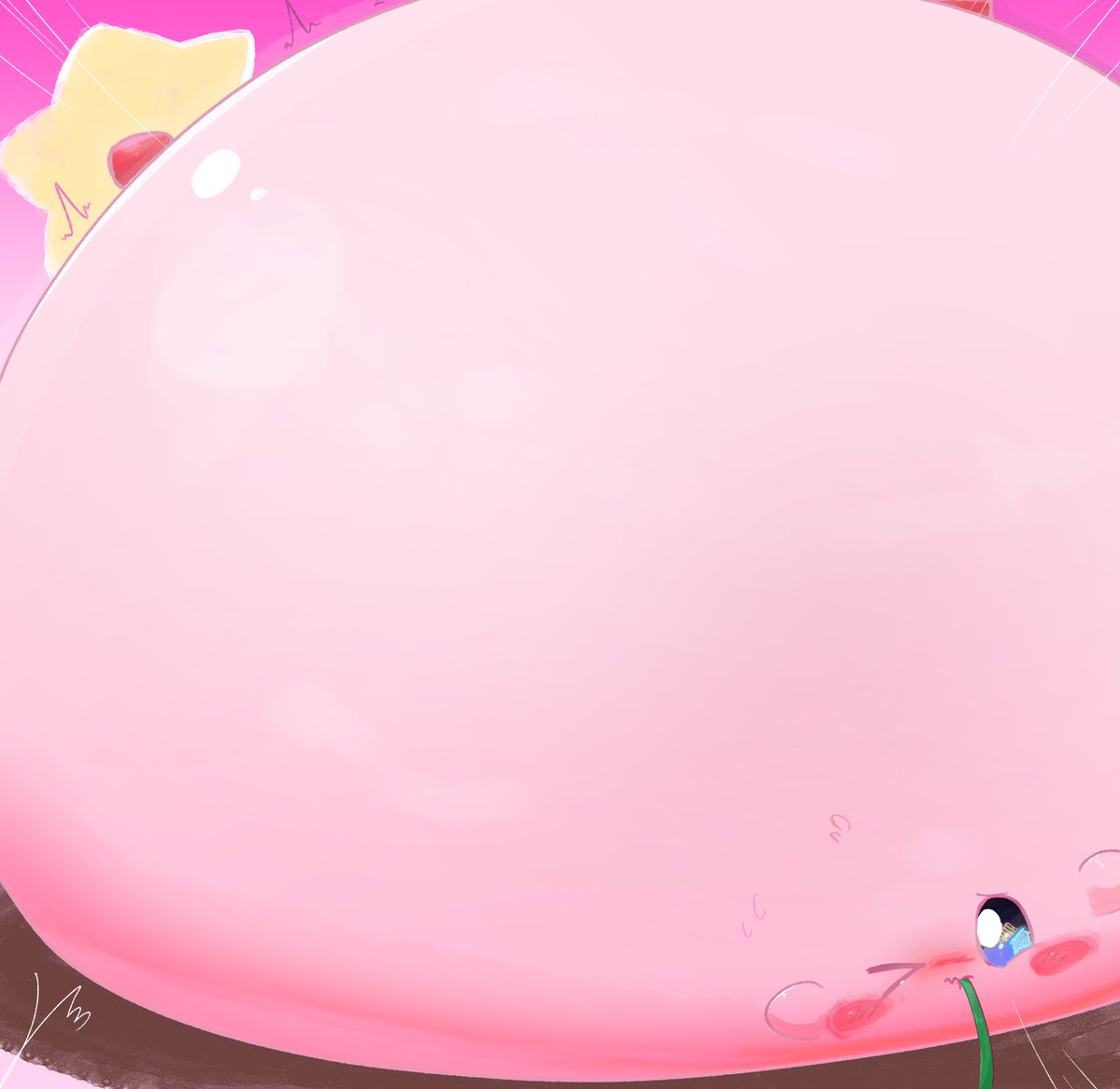 bluerabbit_Neko's tweet photo. お題箱より「巨大なカービィの膨張を描いてください！」⭐️🎈💦 https://t.co/uS9MDqQ7UY
