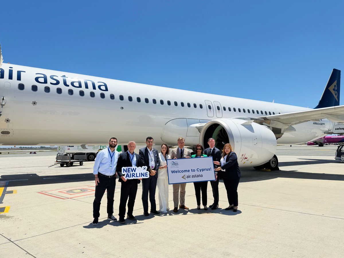 CyprusAeropolis's tweet photo. New airline operation in Cyprus.

@airastana now connects Larnaka with Kazakhstan, operating direct flights to Astana and Almaty, expanding Cyprus’ connectivity to Central Asia.

A warm welcome to Air Astana as this new partnership begins. https://t.co/TUAuPvjhUG