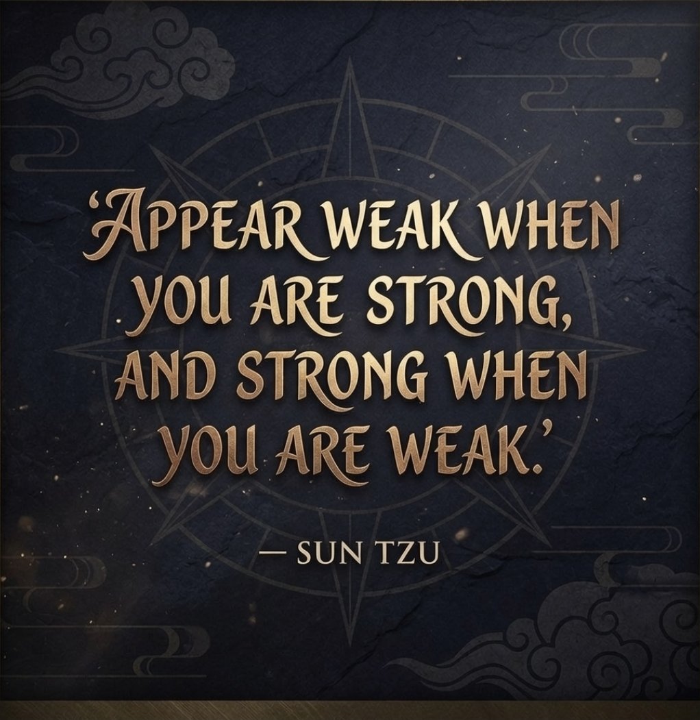 Wakwe_'s tweet photo. "Appear weak when you are strong, and strong when you are weak." — Sun Tzu https://t.co/W2v2XsiKBc