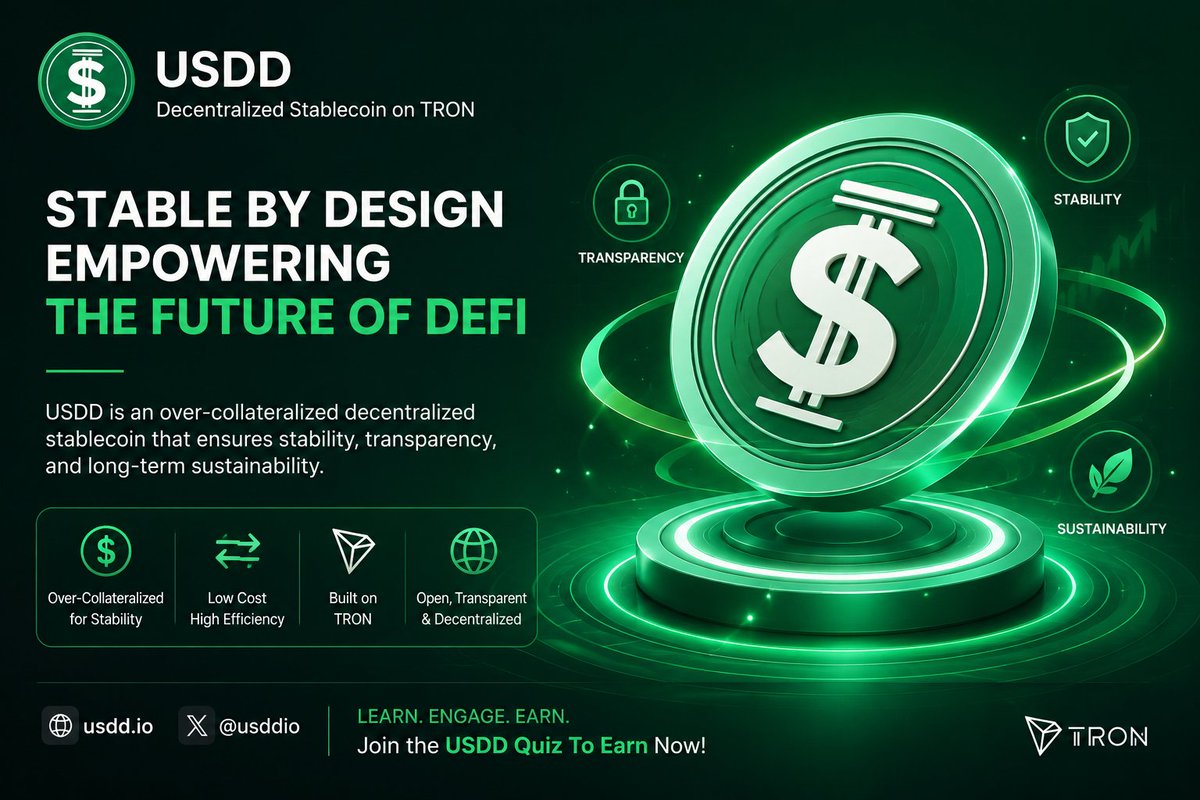 CryptoUdoy's tweet photo. Excited to join the USDD Quiz To Earn campaign! 🚀

For me, this isn't just about earning rewards—it's a chance to learn more about USDD, its ecosystem, and the role decentralized stablecoins play in the future of DeFi.

Knowledge is the real reward. 🧠💚

Come join and test your USDD knowledge too!
@0xpulok @Kotharoy20

#USDD #QuizToEarn