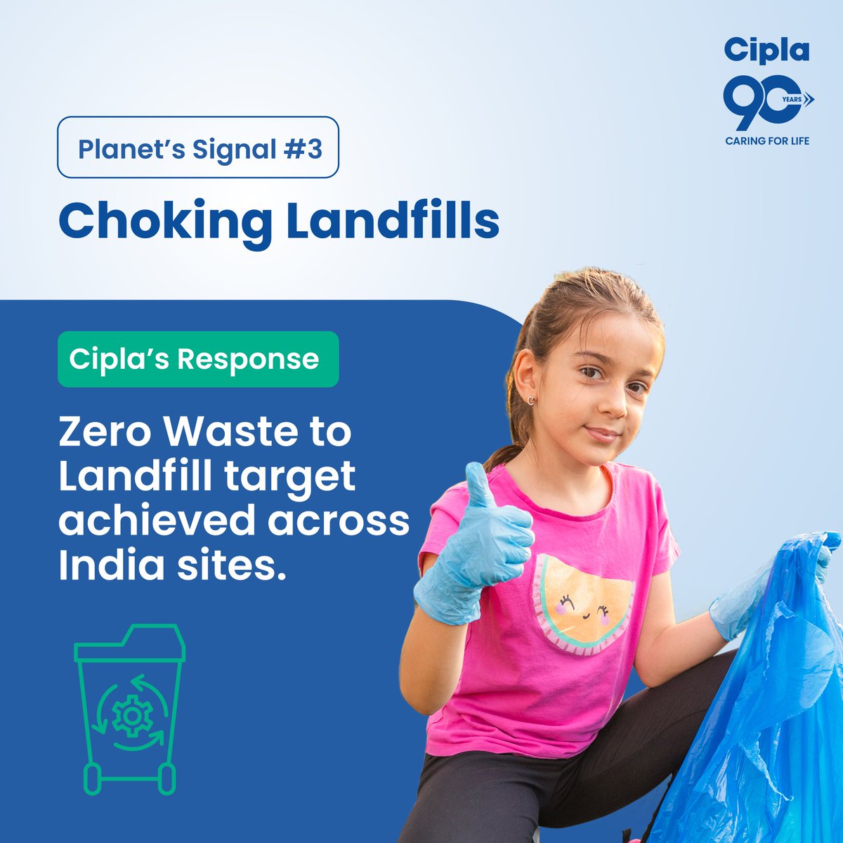 Cipla_Global's tweet photo. The future we build depends on what we choose to leave behind. By committing to #ZeroWastetoLandfill across all our India sites, we are taking a step towards a more responsible and sustainable tomorrow.
#Ciplaat90 #WorldEnvironmentDay2026 #TheSignalsWeSendBack #CaringForLife https://t.co/Y1NVHgVFBY