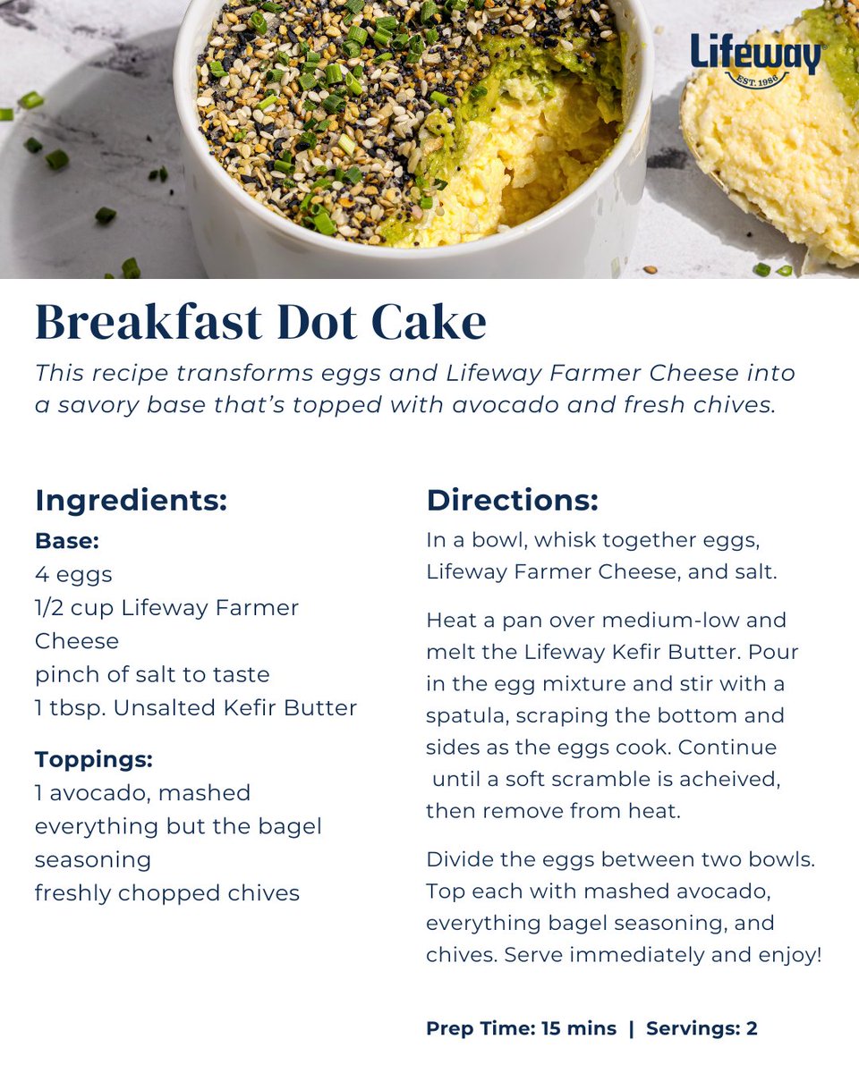lifeway_kefir's tweet photo. Some trends are meant to evolve. We love the sweet and yummy dot cakes that we're seeing all over our social feeds. But when you have the versatility of Lifeway Farmer Cheese in your kitchen, you can think beyond the dessert menu. 📖

https://t.co/TMS45kfJ8t https://t.co/mshl8Znfv6