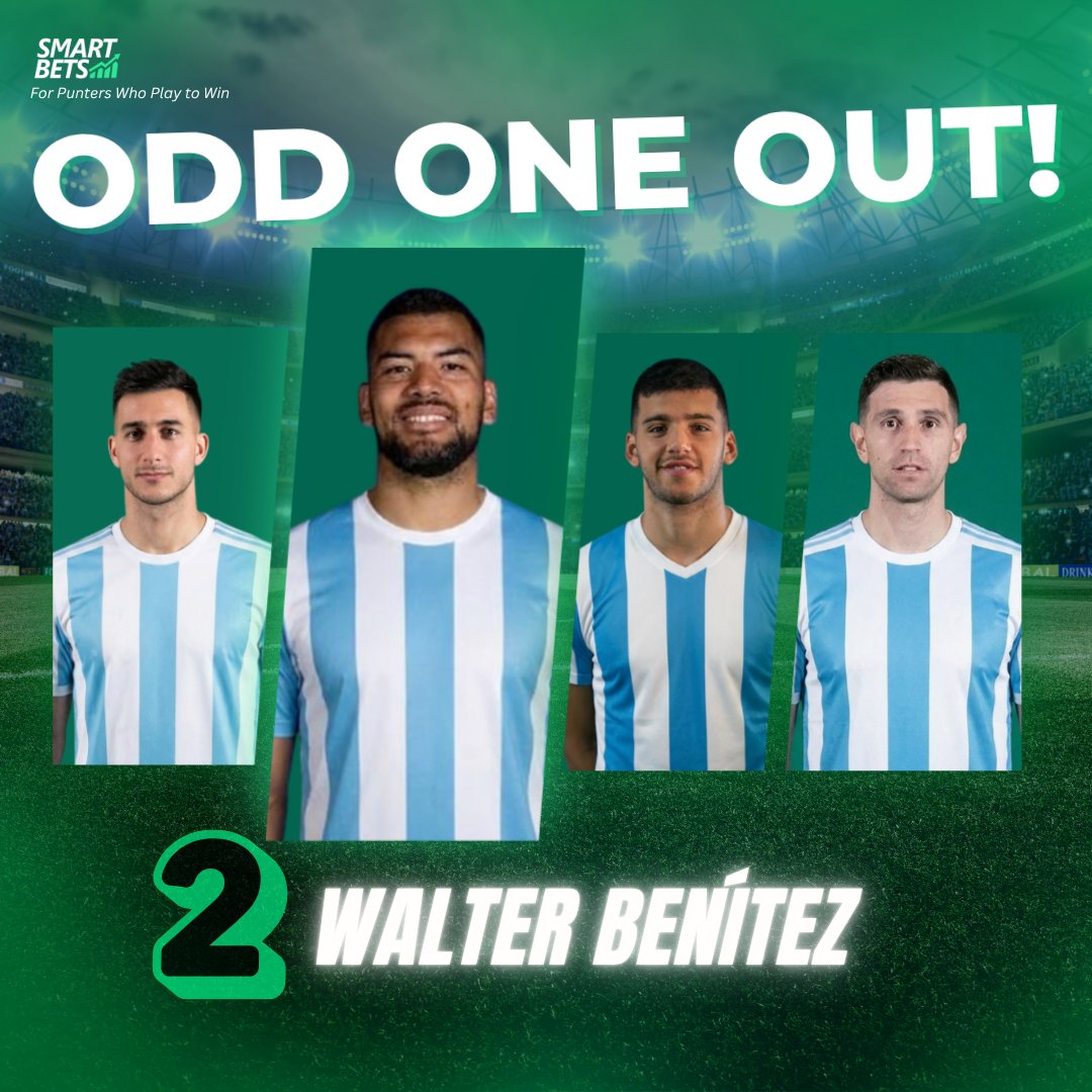SmartBetsZA's tweet photo. 🎉 WE HAVE A WINNER! 🇦🇷⚽

Thank you to everyone who took part in our Spot The Odd One Out challenge! 👀

✅ The correct answer was:
Number 2 — Walter Benítez 🧤

This one caught a lot of people out! 👀

Many participants selected Juan Musso, but he was still part of Argentina's World Cup 2022 journey, having featured in squads during the qualification process and the build-up to the tournament. 🇦🇷

Walter Benítez was the odd one out, as he was not part of Argentina's 2022 FIFA World Cup journey and was not included in the World Cup squad.

🏆 Congratulations to our R50 voucher winner:
@Karabo_M24

📩 Please check your DM. We'll be in touch shortly.

Thank you for playing, and keep an eye on our page for more games, giveaways, and chances to win! 👀🔥

#ForPuntersWhoPlayToWin #SpotTheOddOneOut #Argentina #WorldCup #SoccerQuiz #VoucherGiveaway #Goalkeepers #FIFAWorldCup