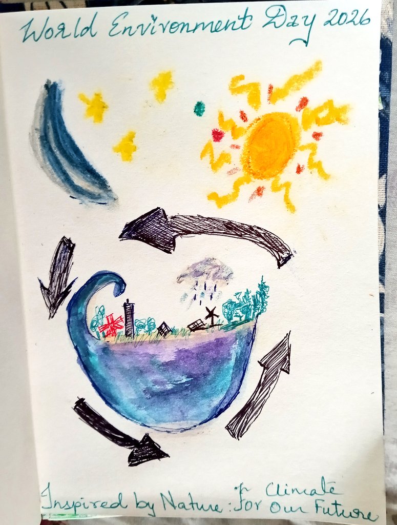 10sunshinegal's tweet photo. Happy #EnvironmentDay! 
#Art for #WED2026 - #mixedmedia #artwork #doodle #15minsArt - "#Circularity for the #Earth's #Environment: #Sun #Moon &amp; #Stars" 
#InspiredByNature #ForClimate #ForOurFuture 
#SDGs #CircularEconomy #SustainableDevelopment - 
https://t.co/8RqLGxjSWV https://t.co/WBqNwszrX5
