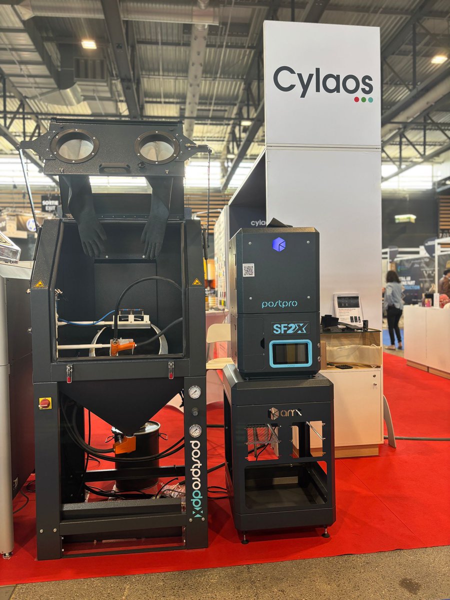 amtpostpro's tweet photo. Our partner Cylaos just wrapped up their week at 3D Print Lyon.
 
Among the technologies on display were the PostPro SF2X and PostPro DPX, demonstrating how post-processing fits into production-ready AM workflows. Thank you to the Cylaos team for representing AMT at the show. https://t.co/v59fwyIX1P