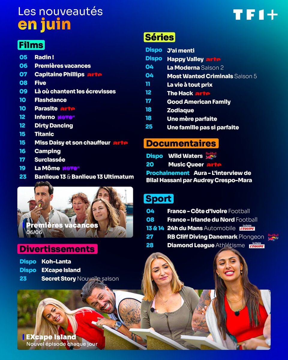 alxserix's tweet photo. 📅 Calendriers des sorties streaming du mois de JUIN 2026 sur #Netflix, #PrimeVideo, #DisneyPlus, #AppleTV, #ParamountPlus, #HBOMax, #CANALPlus, #OCS, #UniversalPlus et #TF1Plus.
👉 Follow pour être informé de l'ensemble des sorties streaming !
4/4 https://t.co/Nbk4cti3G0