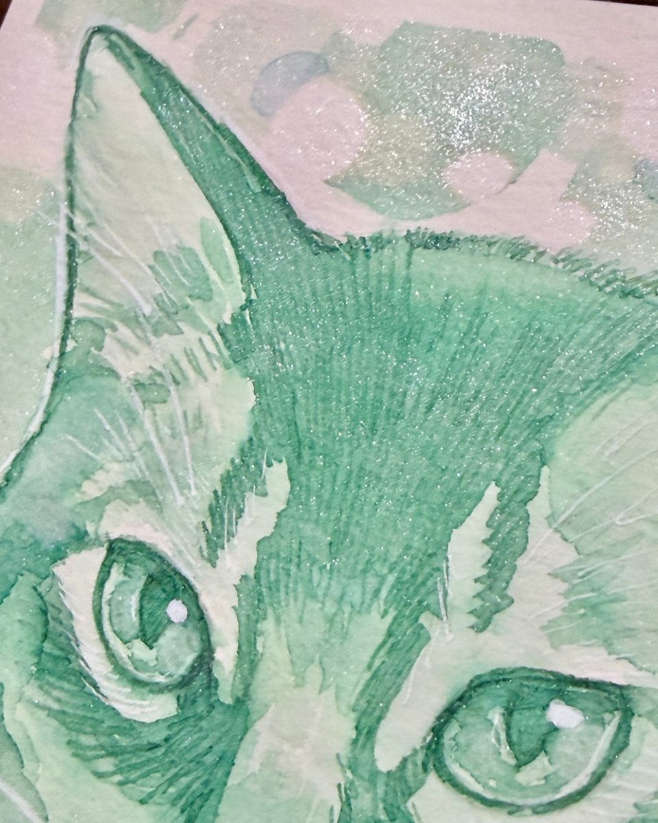 soraneco3625's tweet photo. 暦インク6月🌿
爽やかグリーンだよ💚
そして12本中2本ラメ入りの1本✨
ホワイトラメが爽やか🥰
暦インクも残り5本！来月も楽しみぃ♪
#愛猫イラスト
#インク沼 https://t.co/3lwRCh23PM
