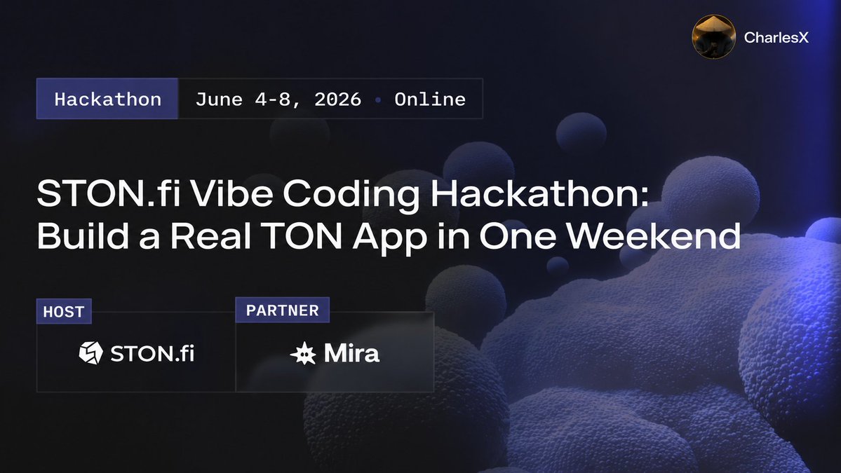CharlesJon47's tweet photo. The https://t.co/WgqwJQ3Y0Z Vibe Coding Hackathon Wave 2 build sprint is live!

31 builders are creating TON apps with AI coding agents, using https://t.co/WgqwJQ3Y0Z infrastructure and Mira AI. The race is on, and Demo Day is June 8. 
#TON #STONfi https://t.co/aqVwlzmW2T