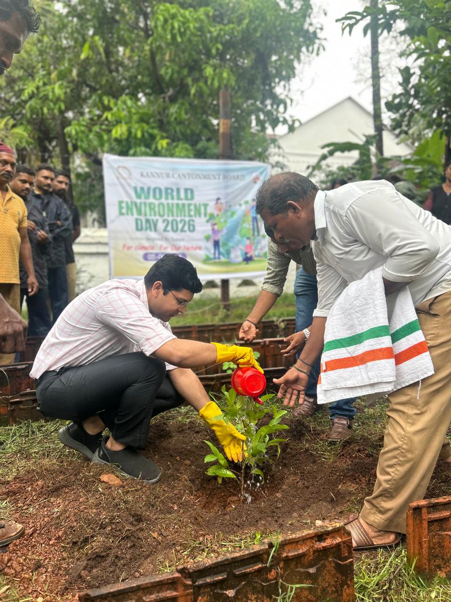 cbkannur's tweet photo. Kannur Cantonment Board celebrated #WorldEnvironmentDay2026 with a Tree Plantation &amp; Awareness Campaign. https://t.co/ozTXvX1Bwh