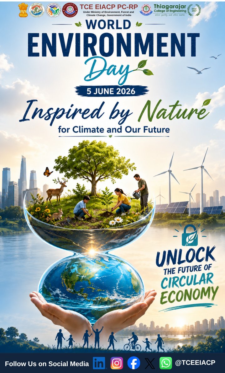 TCEEIACP's tweet photo. Happy #WorldEnvironmentDay 2026! 🌍🌿

Today, we are inspired by nature to drive climate action and secure our future. It is time to unlock the power of the Circular Economy and transition to sustainable living.
@moefcc @NITIaayog #MissionLiFE #CircularEconomy  #MoEFCC https://t.co/CDRAs6tfQv