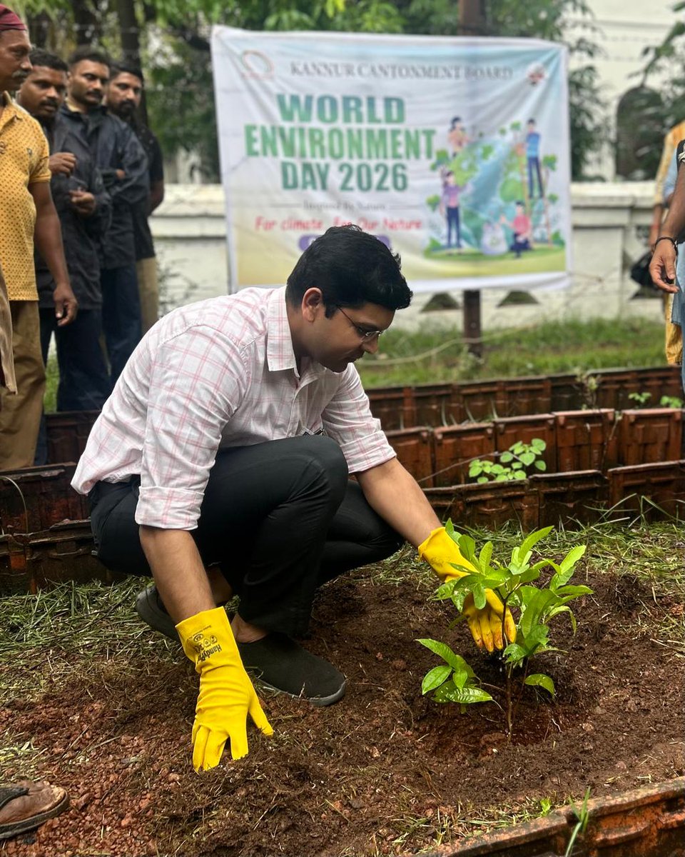 cbkannur's tweet photo. Kannur Cantonment Board celebrated #WorldEnvironmentDay2026 with a Tree Plantation &amp; Awareness Campaign. https://t.co/ozTXvX1Bwh