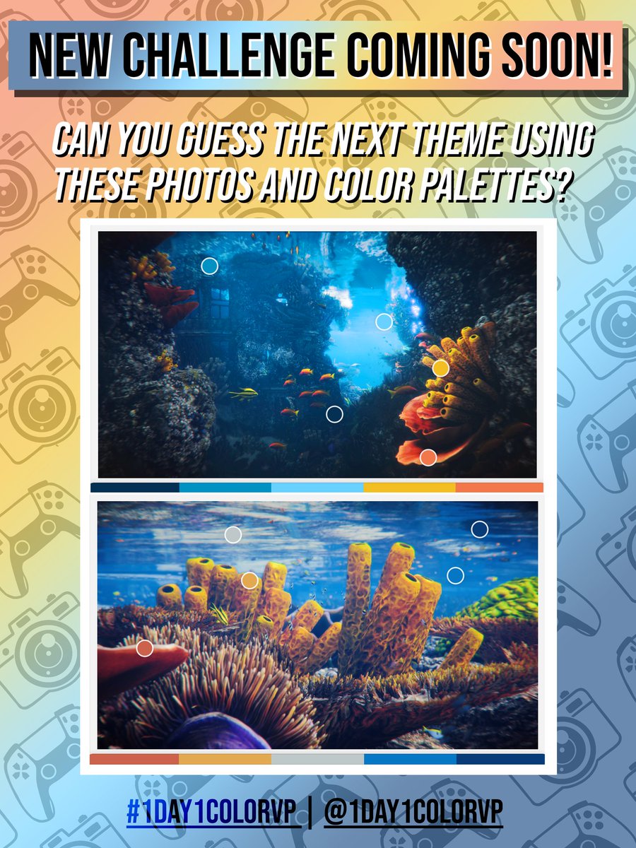 1Day1ColorVP's tweet photo. 🔹️NEW CHALLENGE COMING SOON!🔹️

Can you guess the next theme using these photos and color palettes ? 👀

#1Day1ColorVP | #VirtualPhotography https://t.co/vvUTbipY61