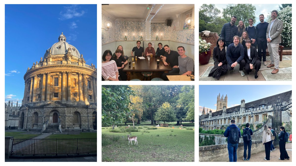 kielinstitute's tweet photo. 📮 Postcard from Oxford - Dear Community, Greetings from Oxford, where the Next-Geo cohort attended the summer school “Geoeconomics Uncovered: Theory Meets Evidence.” Lectures, tutorials, formal dinners—and college-owned reindeer 🦌 Still processing the geoeconomic implications of that! 
Best
The Next-Geo cohort - Marco, Ekin, Katerina, Carolin, Jing-Rong, Balázs, Gastón & Julian

@OxfordEconDept