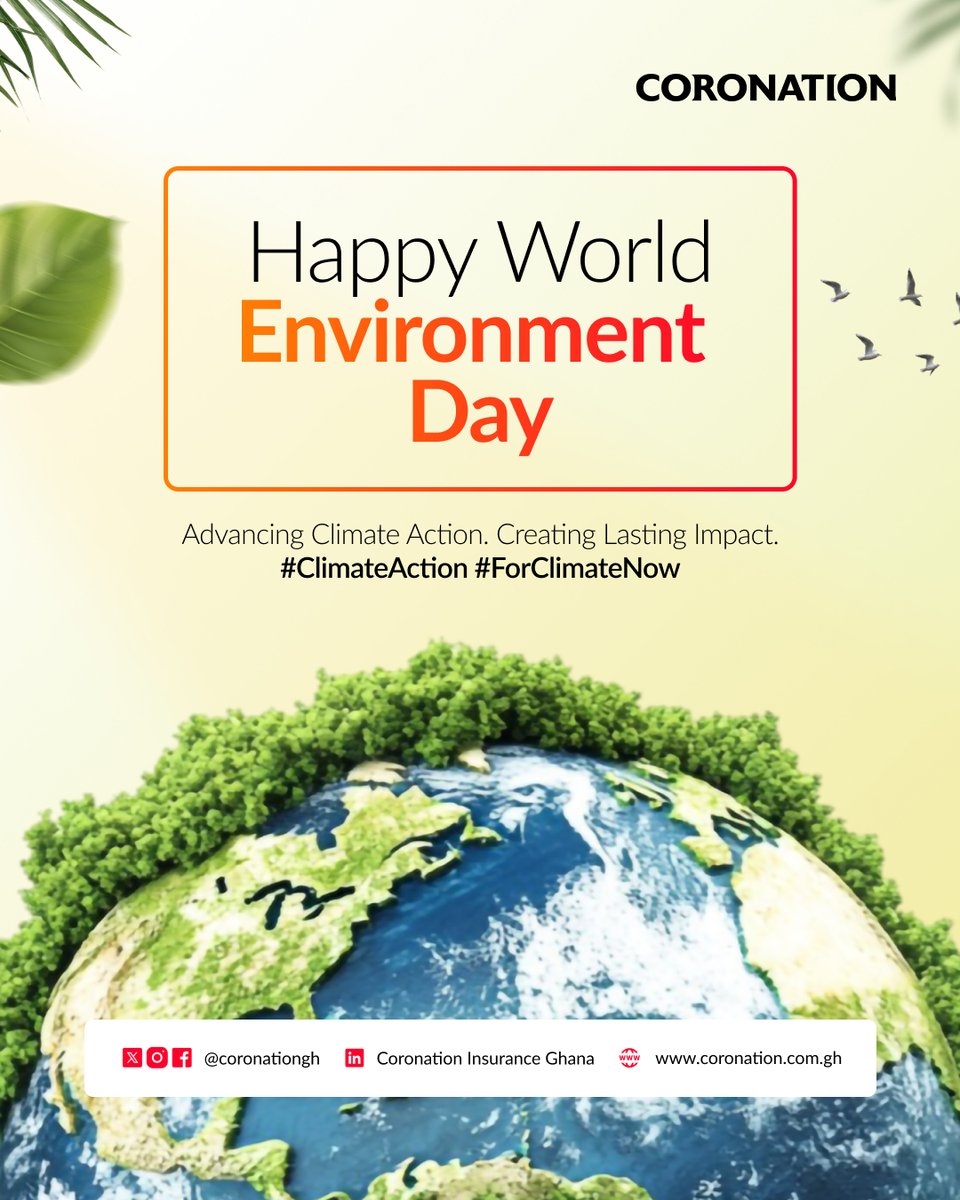 coronationghana's tweet photo. The future of our planet is in our hands. 
From small daily habits to large-scale corporate initiatives, every step toward sustainability counts. 
We are committed to advancing climate action and protecting the environment we all share.

#WorldEnvironmentDay #CoronationInsurance https://t.co/3GynbTu3BD