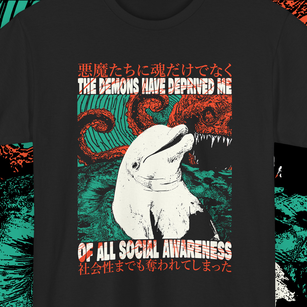 HimawariKeep's tweet photo. "The demons have deprived me of all social awareness" It is the work of the demons that I can no longer participate in proper conversation for long

Silly DOLPHIN Shirt !! https://t.co/TNp5lUWW3l