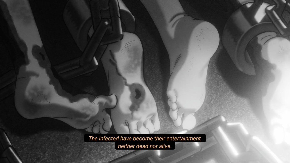 barbiegirltete's tweet photo. they uncensored the accounts bio, which i see as a confirmation that the phrase is specifically connected to the zombie au.

"The infected have become their entertainment, neither dead nor alive."

"Still alive, it hurts." https://t.co/p9wOwg1nGD