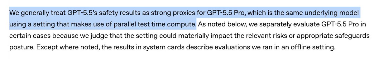startupecon's tweet photo. @deMouraBernardo @AdrienMatray @cblatts The confusion is the labeling and that workflow is nuts for a small lift to 5.5 base:

GPT Pro = Subscription
GPT 5.5 = Model
GPT 5.5 Pro  = fancier 5.5 (below?)

The system card shows some differences, but 5.5 Pro is on the API (CLI), not Codex. Weird.

https://t.co/Yp4PmvT2E3 https://t.co/LKE1LkHDDa