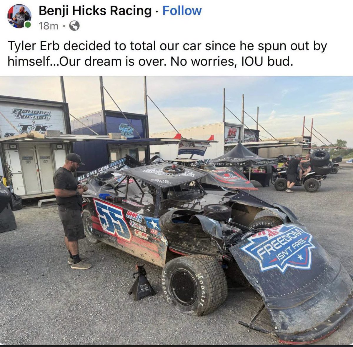 RacingBench's tweet photo. Tempers were heating up last night at @EldoraSpeedway https://t.co/AVaMcbhu2h